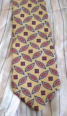 布加迪 100% 意大利丝绸领带金色海军蓝美国制造 58 x 4 — 第 1/4 张图片