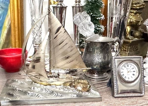 Antique - Vintage - Japanese Gilt & Silver Sailing Yacht - Takehiko Seki - Picture 1 of 24