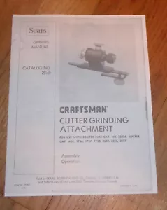 SEARS CRAFTSMAN ROUTER CUTTER GRINDING ATTACHMENT OWNERS MANUAL 25169 - Picture 1 of 1