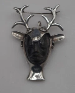 COLGANTE BROCHE DE COLECCIÓN CARA SURREALISTA DE LOS BALLESTEROS ÓNIX CIERVO CARA LUNA - Imagen 1 de 10