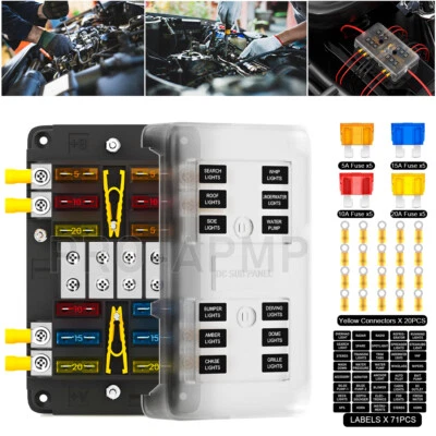 Soporte de bloque de fusibles de hoja universal impermeable para coche camión RV barco 12-24V 8 vías Foto 1 de 4