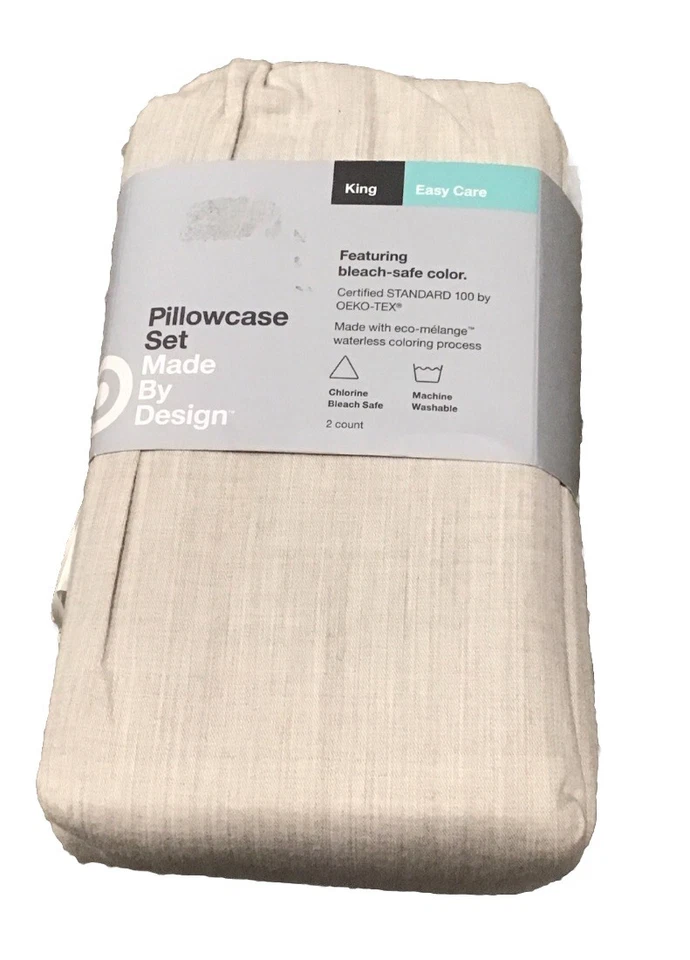 Made by Design Easy Care Pillowcase Set Beige 400 Thread King 20x40 90 Cotton