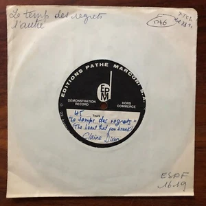 VINYL DEMO CLAIRE DIXON Le Temps Des Regrets COLUMBIA ESRF 1619 France 7' 45 EX - Imagen 1 de 3
