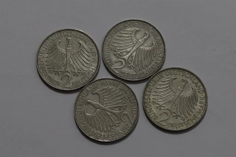 🧭 🇩🇪 GERMANY 2 MARK 1958 DFGJ - 4 COINS B56 #38 NNN7 Cover