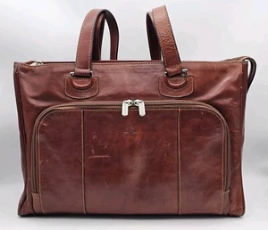 Tony Perotti Brown Italian Cognac Leather Briefcase Lecturer Shoulder Bag - Picture 1 of 16