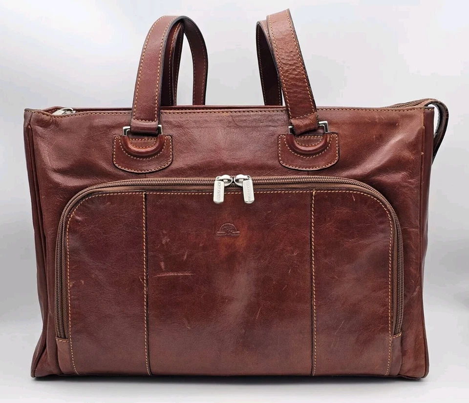 Tony Perotti Marrón Italiano Cuero Coñac Maletín Profesor Bolso de Hombro  Foto 1 de 4