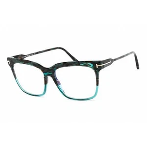 Tom Ford Women's Eyeglasses Shiny Teal Plastic Square Shape Frame FT5768-B 056 - Picture 1 of 2