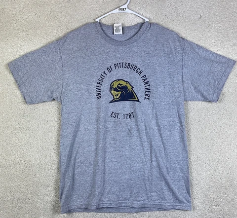Pittsburgh Pitt Panthers Medium T Shirt NCAA Size Medium Gray Short Sleeve Shirt Cover