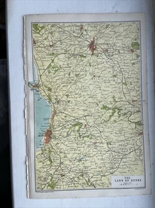 1903 The Land of Burns Map John Bartholemew Scotland 121 year old Ayr Kilmarnock - Picture 1 of 2