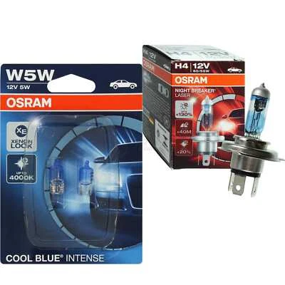 OSRAM NIGHT BREAKER LASER H4 +130% W5W COOL BLUE INTENSE SET Glühbirne Lampe - Bild 1 von 4