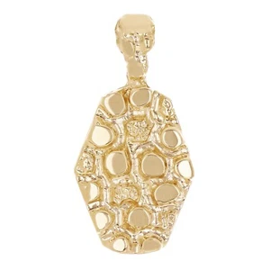10k Yellow Gold Solid Hexagon Nugget Charm Pendant 1.3" 5.8 grams - Picture 1 of 5