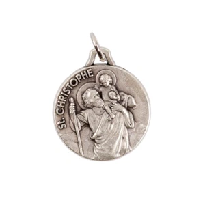 SAINT CHRISTOPHE PENDENTIF MEDAILLE METAL ARGENTE - Picture 1 of 1