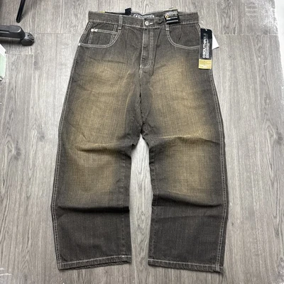 Винтажные джинсы Y2K Southpole Red Tab черные коричневые выцветшие мешковатые широкие штанины 36x30 Skater - Изображение 1 из 4