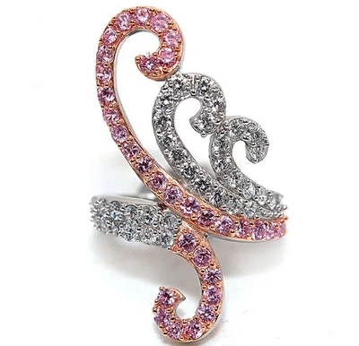 Anillo de plata de ley 925 con topacio blanco y amatista de 2 quilates talla 6 MK3-4 Foto 1 de 3