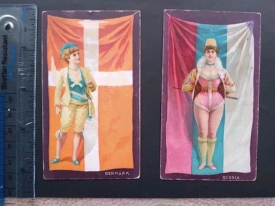 W Duke Sons & Co NY Cigarettes "25 Flags and Costumes"  Large Cards - Image 1 of 4
