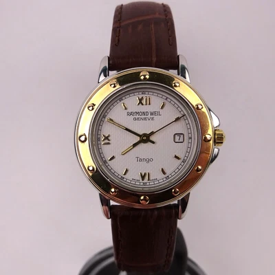 Raymond Weil Tango 5360 Watch Ladies 2 Tone White Dial Brown Leather Strap - Image 1 of 4