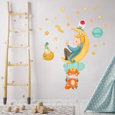 Wall Stickers Bedrooms Children Cloth Repositionable Small Prince On L - Image 1 of 4