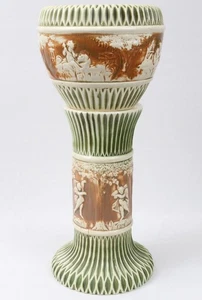 Antique Roseville Donatello Cherubs Art Pottery Jardiniere & Pedestal Flower Pot - Picture 1 of 23