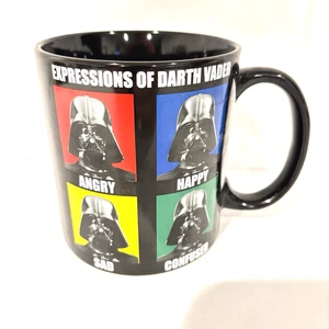 Expressions Of Darth Vader Humorous Mug Star Wars Coffee Cup 20 oz Black Ceramic - Picture 1 of 5