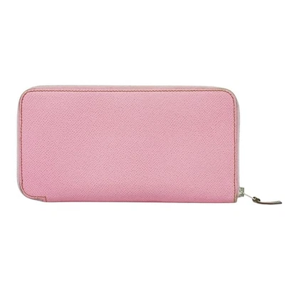 Cartera HERMES Azap Silkin Larga Cuero Epsom Cremallera Redonda Rosa Plata Foto 1 de 4