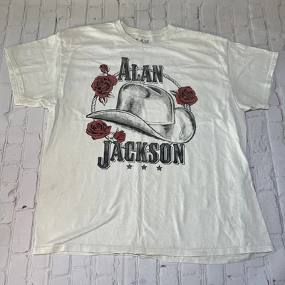Alan Jackson Mujer’s 2XL Camiseta Country Hat con Estampado de Rosas Off-White  Foto 1 de 4