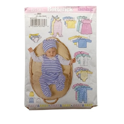 Butterick B5585 Baby Patterns Preemie-Small - Image 1 of 2