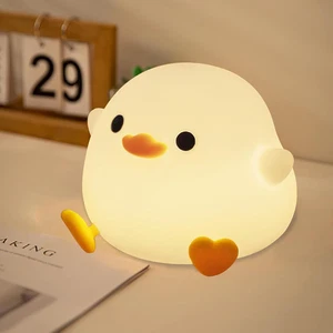 Cute Duck Night Light, Silicone Squishy USB Rechargeable Touch Lamp - Picture 1 of 7