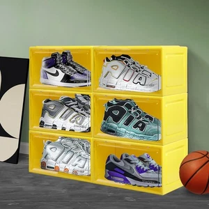 Stacked Sneaker Display Case 6x Clear Shoe Storage Box Magnetic Door Stackable - Picture 1 of 12