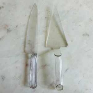 Clear Acrylic NCC Made in USA Pie Knife and Server Utensil Lot of 2 - Imagen 1 de 6