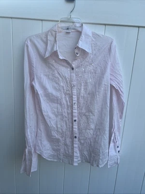 H&M Mujer Floral Bordado Manga Larga Abotonada Rosa Talla 12 Foto 1 de 4