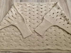 Toska Crochet Open Knit Boxy Oversized Sweater Pullover Boho Ivory Women Sz S - Picture 1 of 16