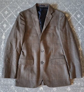J Crew Ludlow Blazer Men's 38 Brown Windowpane Wool Plaid Formal Sport Coat - Picture 1 of 11