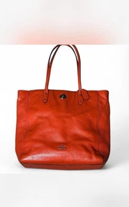 Coach orange Leder große Beuteltasche Spannschloss Tasche Freizeit Party Designer F12184 CL2 - Bild 1 von 11