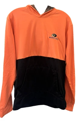 Mossy Oak Blaze Orange & Black Hooded Sweatshirt Front Pocket Men's Large - Image 1 of 4