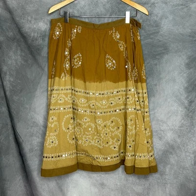 Falda Campesina ECI Nueva York Mujer 12 Boho Hippie Lentejuelas Algodón Ámbar Ombre Cómoda Foto 1 de 4