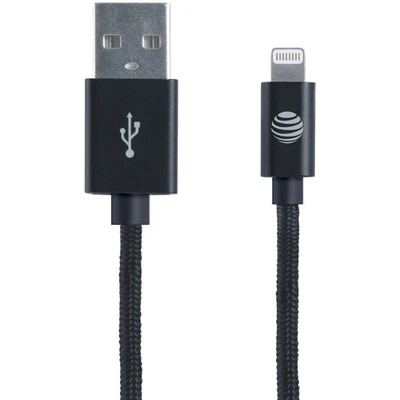 AT&T 4ft Braided Charger Cable MFi Certified for iPhone 15 14 13 12 11 - Image 1 of 4