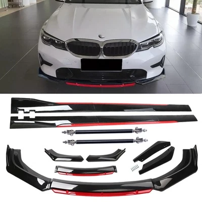 For BMW M3 M4 M5 Z4 Series Gloss Black Red Front Bumper Lip Spoiler Splitter Foto 1 de 4
