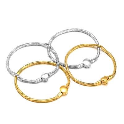 Brazalete de cadena de serpiente de acero inoxidable para mujer con eslabón de bola de hueso ajustable joyería ancha Foto 1 de 4