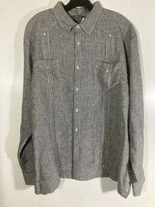 CUBAVERA 100% Leinen Herren Hemd mit Knopfleiste L/S schwarz-weiß Mini Karos - Bild 1 von 15