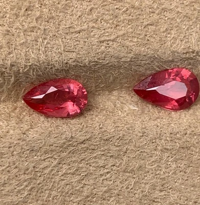 Natural Unheated 1.13 & 1.04 Cts Red Spinel Pear Cut Loose Gemstone Vietnam - Image 1 of 4