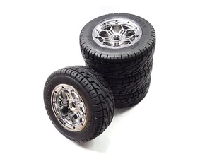 Rovan LT Road, Tarmac Tires on Chrome Rims Fits LOSI 5IVE-T 190 X 70 (4) - Picture 1 of 1