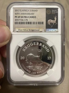 Münze Südafrika 2017 S1 Rand 50th Anniv. First Releases NGC PF69 Ultra Cameo - Bild 1 von 3