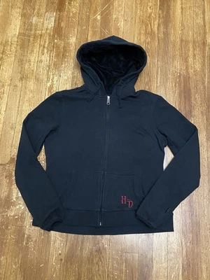 Sudadera vintage Y2K Harley Davidson bordada negra cremallera completa grunge grande Foto 1 de 4