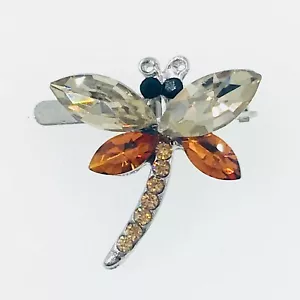 Libelle Magnet Haarspange Haarnadel Strass Kristall Haarspange mit Schmucksteinen besetzt braun - Bild 1 von 1