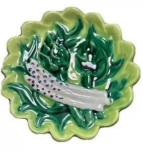 Plate Set Of 8 Ceramic Signed Cerenne Vallauris Asparagus Plates 1950-60’s - Picture 1 of 4