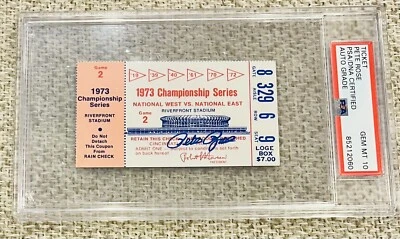 PETE ROSE 1973 NLCS CHAMPIONSHIP SIGNED TICKET AUTOGRAPH RIP PSA/DNA GEM MINT - Image 1 of 4