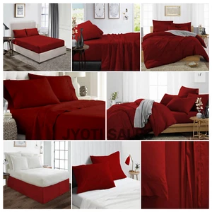 Burgundy Solid Royal Bedding 1000 TC OR 1200 TC Egyptian Cotton Choose Item - Picture 1 of 19