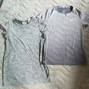 Nike Dri-Fit & ASICS Running Women's Grey Active Sport T-Shirts Top Size S - Picture 1 of 5