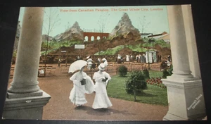 Postkarte 1908 ANSICHT VOM KANADISCHEN PAVILLON GROSSE WEISSE STADT EDWARDIANISCHE DAMEN - Bild 1 von 2
