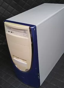 Vintage Logical Blue & White ATX PC Tower Computer Case - Picture 1 of 12